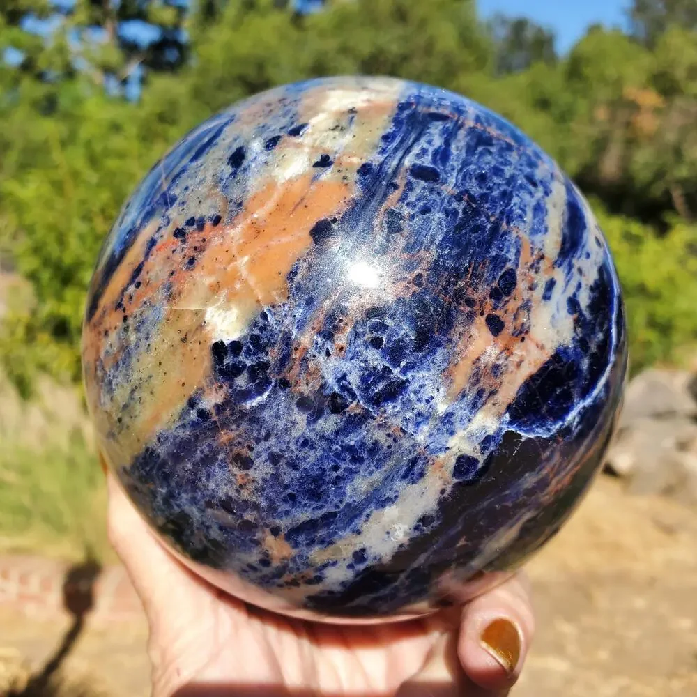 XL Dark Blue Sodalite Crystal Sphere 107mm 1840 grams
